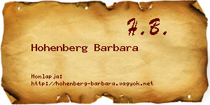 Hohenberg Barbara névjegykártya